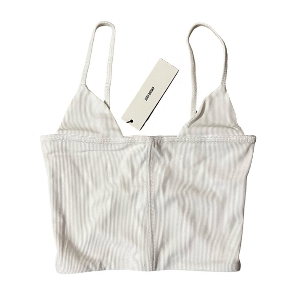 Joah Brown Triangle Cut Cami in White FlexRib - NWT - Picture 2 of 5